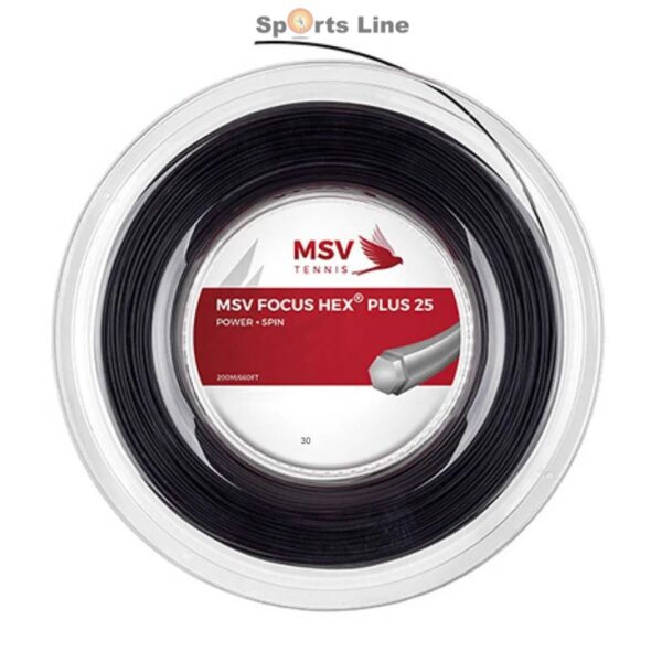 MSV FOCUS HEX PLUS 25 TENNIS STRING REEL 1.30MM - BLACK